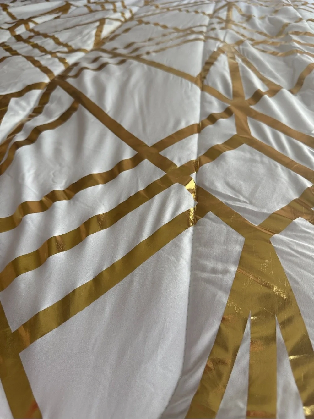 White and Gold Geometric Comforter Set